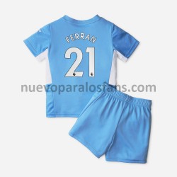 Camiseta de Fútbol Manchester City Ferran Torres 21 Niño Casa 2021-2022 Manga Corta