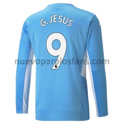 Camiseta de Fútbol Manchester City Gabriel Jesus 9 Casa 2021-2022 Manga Larga
