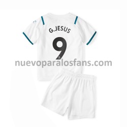 Camiseta de Fútbol Manchester City Gabriel Jesus 9 Niño Exterior 2021-2022 Manga Corta