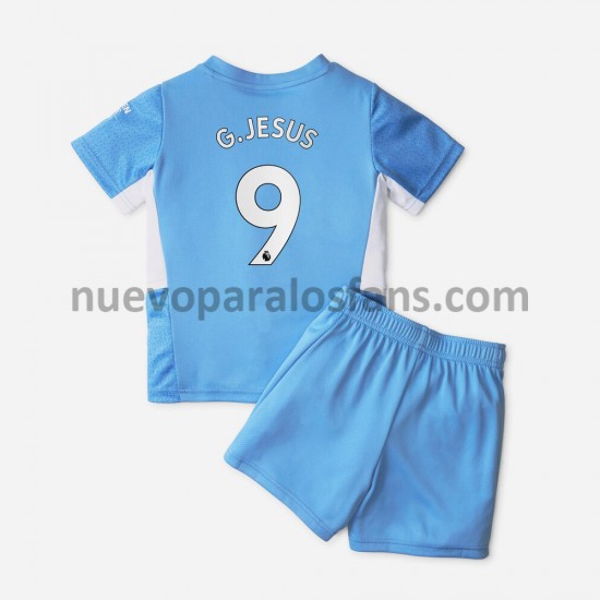 Camiseta de Fútbol Manchester City Gabriel Jesus 9 Niño Casa 2021-2022 Manga Corta