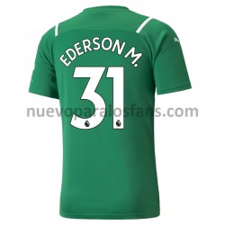 Camiseta de Fútbol Manchester City Portero Ederson 31 Exterior 2021-2022 Manga Corta