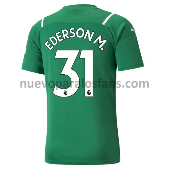 Camiseta de Fútbol Manchester City Portero Ederson 31 Exterior 2021-2022 Manga Corta