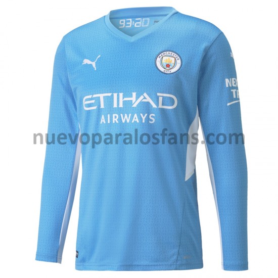 Camiseta de Fútbol Manchester City Casa 2021-2022 Manga Larga