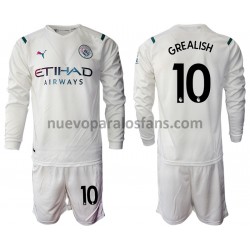 Camiseta de Fútbol Manchester City Jack Grealish 10 Niño Exterior 2021-2022 Manga Larga