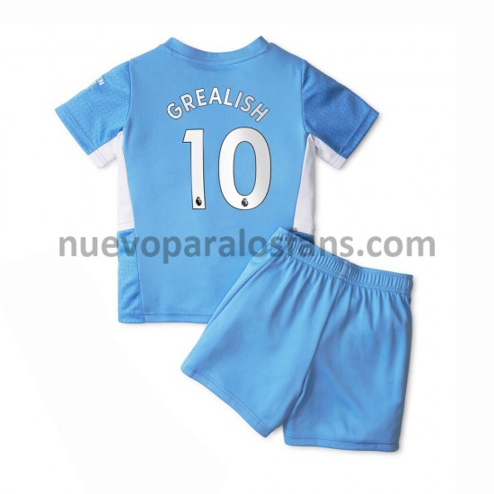 Camiseta de Fútbol Manchester City Jack Grealish 10 Niño Casa 2021-2022 Manga Corta