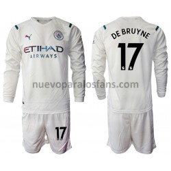 Camiseta de Fútbol Manchester City Kevin De Bruyne 17 Niño Exterior 2021-2022 Manga Larga