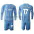 Camiseta de Fútbol Manchester City Kevin De Bruyne 17 Niño Casa 2021-2022 Manga Larga