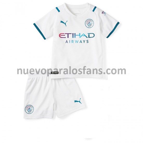 Camiseta de Fútbol Manchester City Niño Exterior 2021-2022 Manga Corta