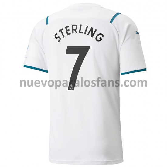 Camiseta de Fútbol Manchester City Raheem Sterling 7 Exterior 2021-2022 Manga Corta