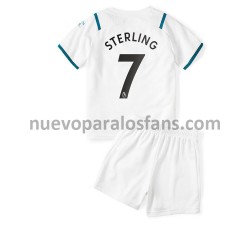 Camiseta de Fútbol Manchester City Raheem Sterling 7 Niño Exterior 2021-2022 Manga Corta