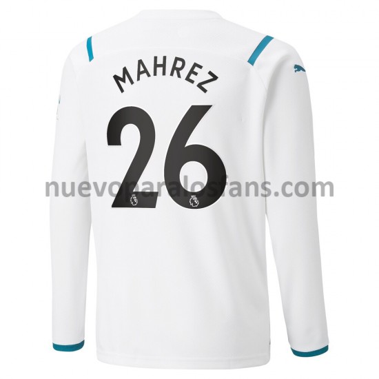 Camiseta de Fútbol Manchester City Riyad Mahrez 26 Exterior 2021-2022 Manga Larga