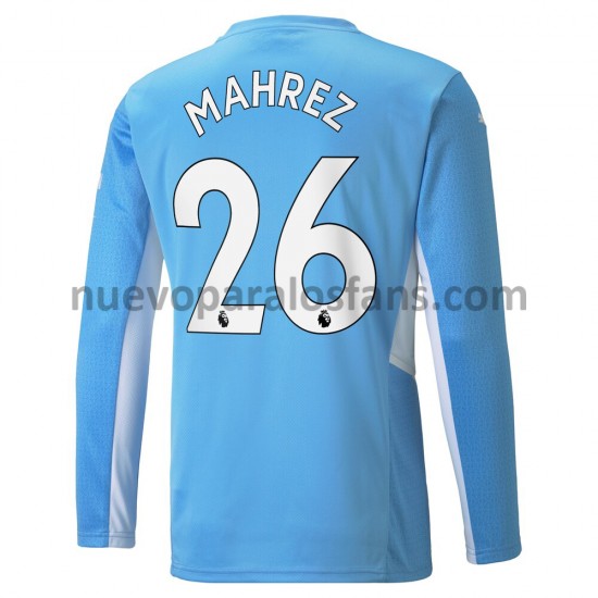 Camiseta de Fútbol Manchester City Riyad Mahrez 26 Casa 2021-2022 Manga Larga