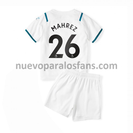 Camiseta de Fútbol Manchester City Riyad Mahrez 26 Niño Exterior 2021-2022 Manga Corta
