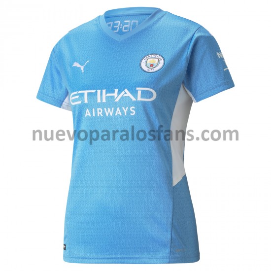 Camiseta de Fútbol Manchester City Mujer Casa 2021-2022 Manga Corta