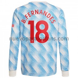 Camiseta de Fútbol Manchester United Bruno Fernandes 18 Exterior 2021-2022 Manga Larga