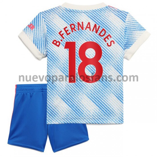 Camiseta de Fútbol Manchester United Bruno Fernandes 18 Niño Exterior 2021-2022 Manga Corta