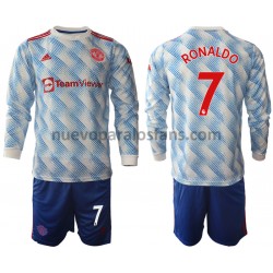 Camiseta de Fútbol Manchester United Cristiano Ronaldo 7 Niño Exterior 2021-2022 Manga Larga