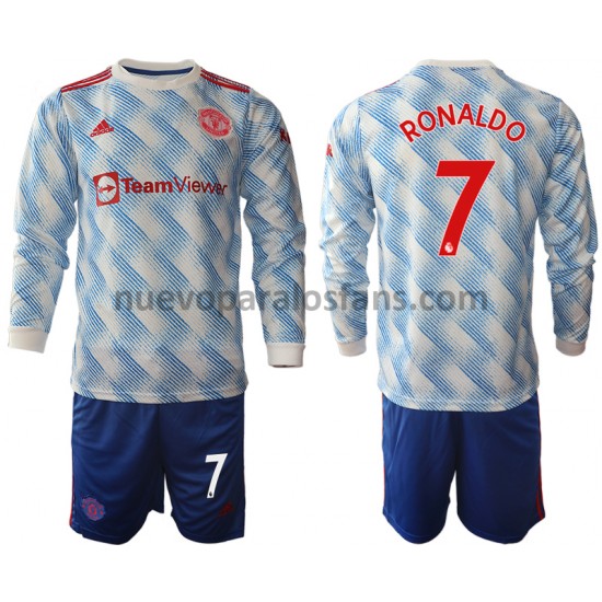 Camiseta de Fútbol Manchester United Cristiano Ronaldo 7 Niño Exterior 2021-2022 Manga Larga