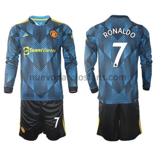 Camiseta de Fútbol Manchester United Cristiano Ronaldo 7 Niño Tercera 2021-2022 Manga Larga