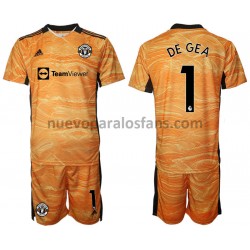Camiseta de Fútbol Manchester United David de Gea 1 Portero Niño Casa 2021-2022 Manga Corta
