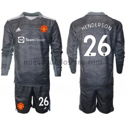 Camiseta de Fútbol Manchester United Dean Henderson 26 Portero Niño Exterior 2021-2022 Manga Larga