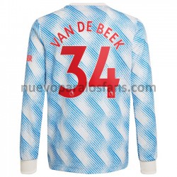 Camiseta de Fútbol Manchester United Donny Van De Beek 34 Exterior 2021-2022 Manga Larga