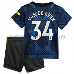 Camiseta de Fútbol Manchester United Donny van de Beek 34 Niño Tercera 2021-2022 Manga Corta