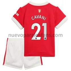 Camiseta de Fútbol Manchester United Edinson Cavani 21 Niño Casa 2021-2022 Manga Corta