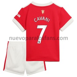 Camiseta de Fútbol Manchester United Edinson Cavani 7 Niño Casa 2021-2022 Manga Corta