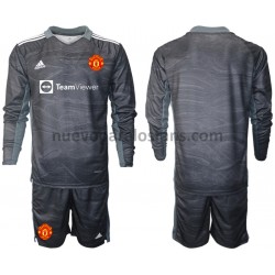 Camiseta de Fútbol Manchester United Portero Niño Exterior 2021-2022 Manga Larga