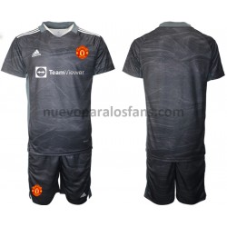 Camiseta de Fútbol Manchester United Portero Niño Exterior 2021-2022 Manga Corta