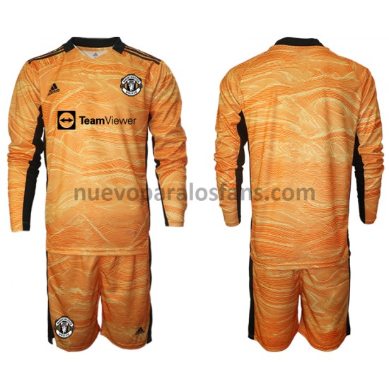 Camiseta de Fútbol Manchester United Portero Niño Casa 2021-2022 Manga Larga