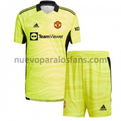 Camiseta de Fútbol Manchester United Portero Niño Casa 2021-2022 Manga Corta