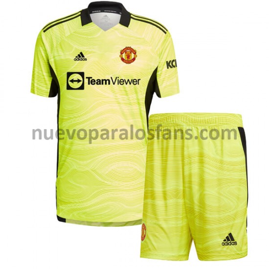 Camiseta de Fútbol Manchester United Portero Niño Casa 2021-2022 Manga Corta