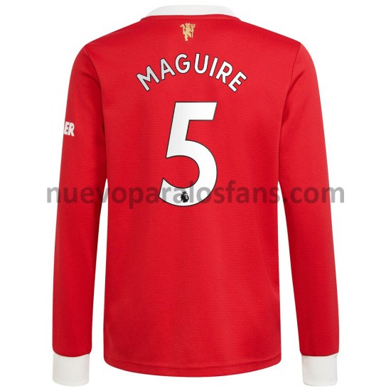 Camiseta de Fútbol Manchester United Harry Maguire 5 Casa 2021-2022 Manga Larga