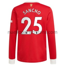 Camiseta de Fútbol Manchester United Jadon Sancho 25 Casa 2021-2022 Manga Larga