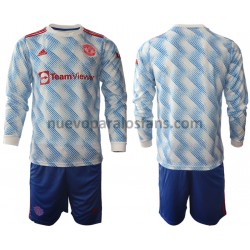 Camiseta de Fútbol Manchester United Niño Exterior 2021-2022 Manga Larga
