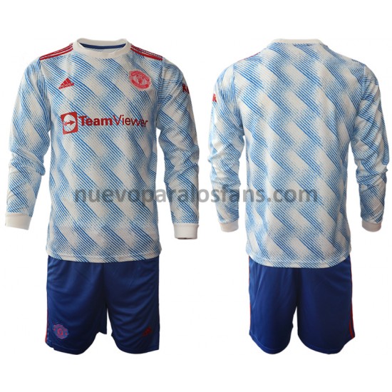 Camiseta de Fútbol Manchester United Niño Exterior 2021-2022 Manga Larga