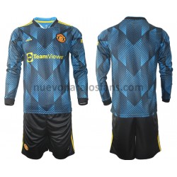 Camiseta de Fútbol Manchester United Niño Tercera 2021-2022 Manga Larga