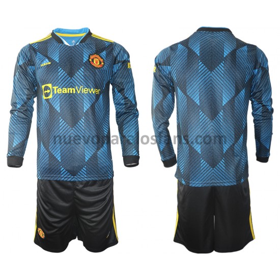 Camiseta de Fútbol Manchester United Niño Tercera 2021-2022 Manga Larga