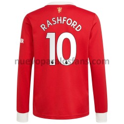 Camiseta de Fútbol Manchester United Marcus Rashford 10 Casa 2021-2022 Manga Larga