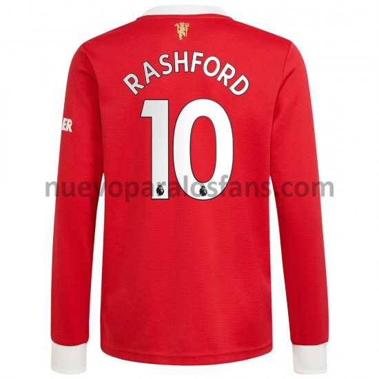 Camiseta de Fútbol Manchester United Marcus Rashford 10 Casa 2021-2022 Manga Larga