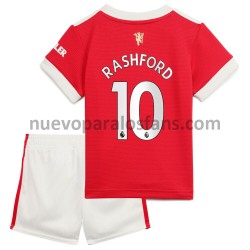 Camiseta de Fútbol Manchester United Marcus Rashford 10 Niño Casa 2021-2022 Manga Corta