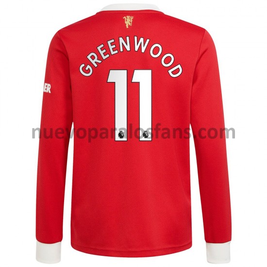 Camiseta de Fútbol Manchester United Mason Greenwood 11 Casa 2021-2022 Manga Larga