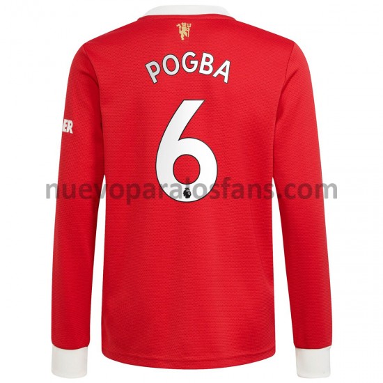 Camiseta de Fútbol Manchester United Paul Pogba 6 Casa 2021-2022 Manga Larga