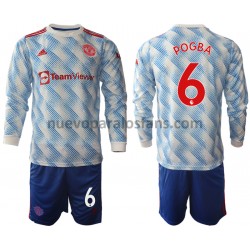 Camiseta de Fútbol Manchester United Paul Pogba 6 Niño Exterior 2021-2022 Manga Larga