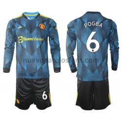 Camiseta de Fútbol Manchester United Paul Pogba 6 Niño Tercera 2021-2022 Manga Larga