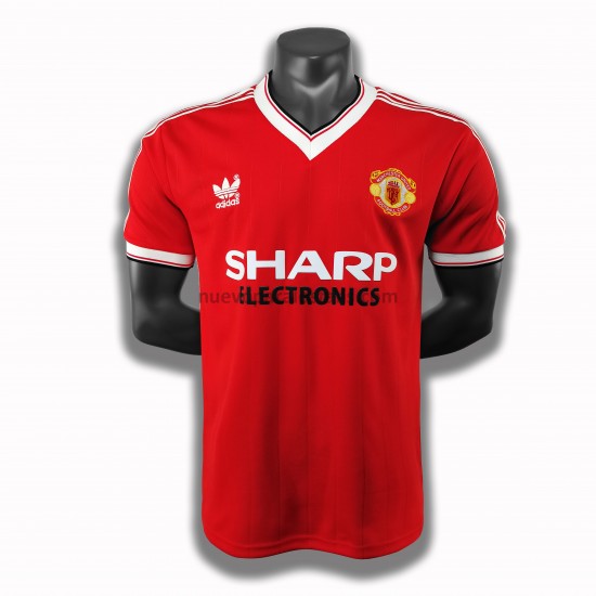 Camiseta de Fútbol Manchester United Retro Casa 1983 Manga Corta