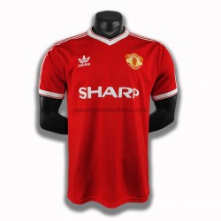 Camiseta de Fútbol Manchester United Retro Casa 1984 Manga Corta