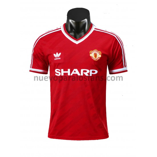 Camiseta de Fútbol Manchester United Retro Casa 1986 Manga Corta